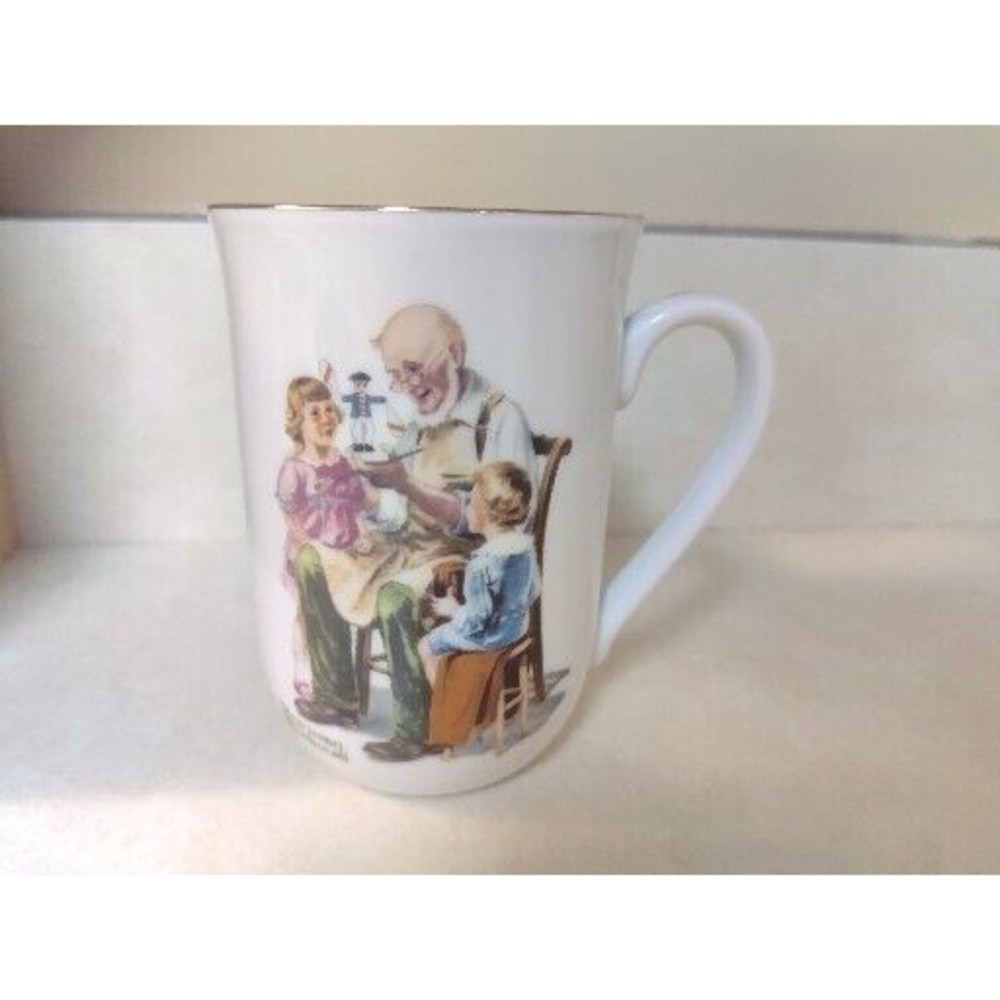 Vintage NORMAN ROCKWELL The Toymaker Coffee Tea Cup Mug Museum Collection 4"